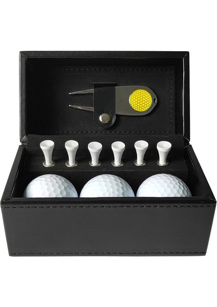 Sarı Stil 3 Parça Golf Topu Seti Ahşap Mandal Aksesuarları Saklama Kutusu ile Set Golf Topu Yeşil Çatal Topu Tırnak Aksesuarları (Yurt Dışından)