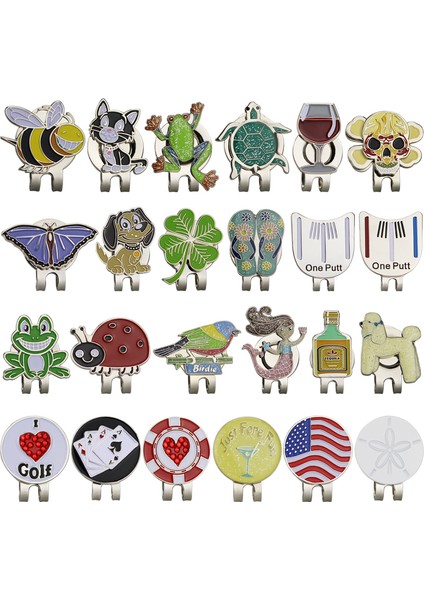 B8 Tarzı 55 Çeşit Farklı Tasarım Golf Işaretleyici W Golf Şapka Iğnesi Kelepçe Golf Topu Işareti Hayvanlar Şarap Bardağı Bitkiler Ayakkabı Bayrağı 1 Adet (Yurt Dışından) fırsatları