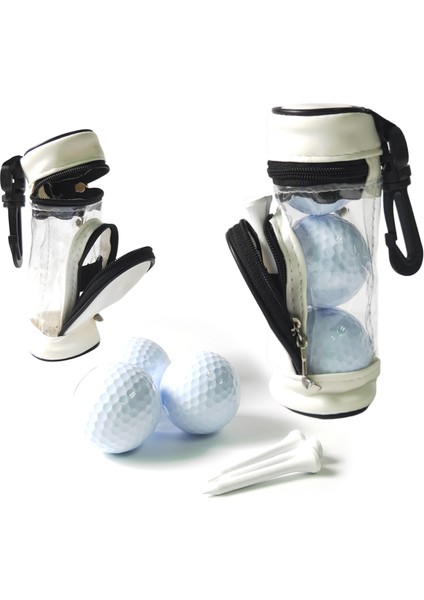 Beyaz Stil Et Taşınabilir Golf Topları ve Tees Kılıfı Çanta Saklama Kutusu Tutucu 3 Top ve 3 Tees Set Golfçüler Için Goft Eğitim Hediyesi (Yurt Dışından)