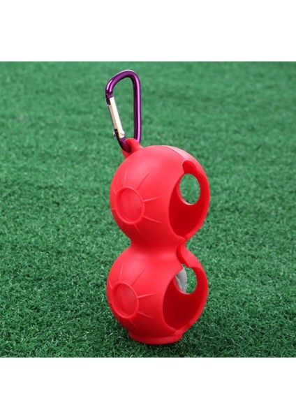 Kırmızı-Çift Tarzı 1 Adet Taşınabilir Golf Topu Saklama Kapağı Yumuşak Silikon Bel Tutucu Doublesingle Golf Topu Koruyucu Kapak Karabina Anahtarlık ile (Yurt Dışından)