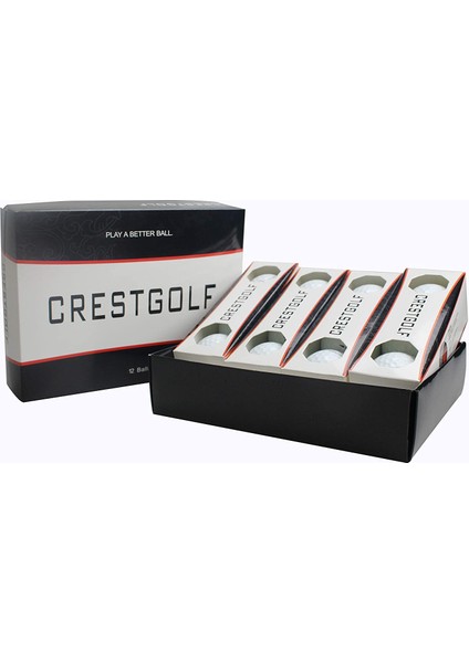 12 Adet Tarzı Crestgolf Kutusu Golf Topları Profesyonel Rekabet Beyaz Renk Için Maksimum Mesafe 3 Parçalı Golf Topu (Yurt Dışından)