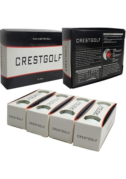 12 Adet Tarzı Crestgolf Kutusu Golf Topları Profesyonel Rekabet Beyaz Renk Için Maksimum Mesafe 3 Parçalı Golf Topu (Yurt Dışından) modelleri