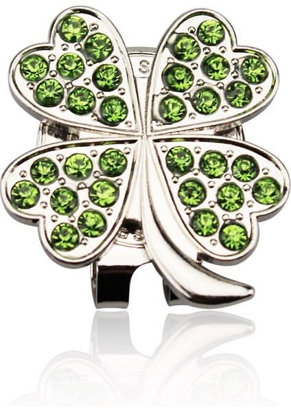 Yeşil Stil 1 Adet Yeni Güzel Kristal Dört Yapraklı Yonca Golf Şapka Klipsi Golf Topu Işaretleyici (Yurt Dışından)