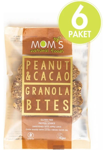 Mom's Natural Foods 6'lı Glutensiz Yer Fıstığı & Kakao Nibs Granola Bite