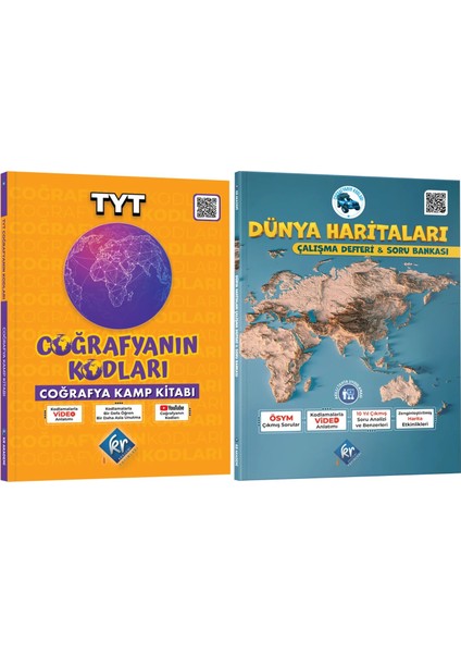 TYT 9. Sınıf 10. Sınıf Coğrafyanın Kodları Video Ders Kitabı ve Coğrafyanın Kodları Dünya Haritaları Çalışma Defteri ve Soru Bankası Seti