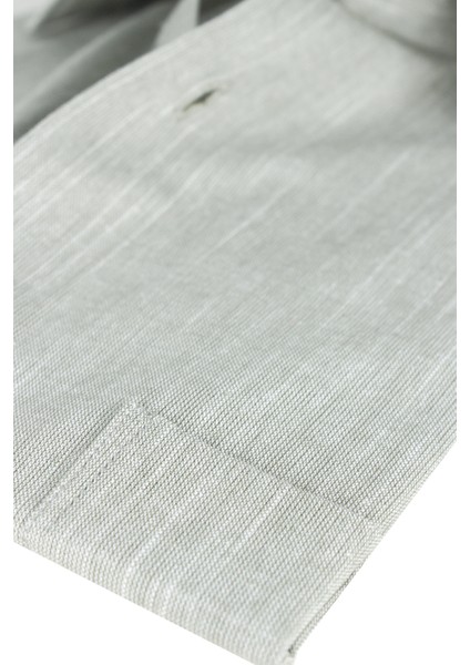 Erkek Yeşil Uzun Kollu Keten Efektli Cepli Pamuklu Gömlek modelleri