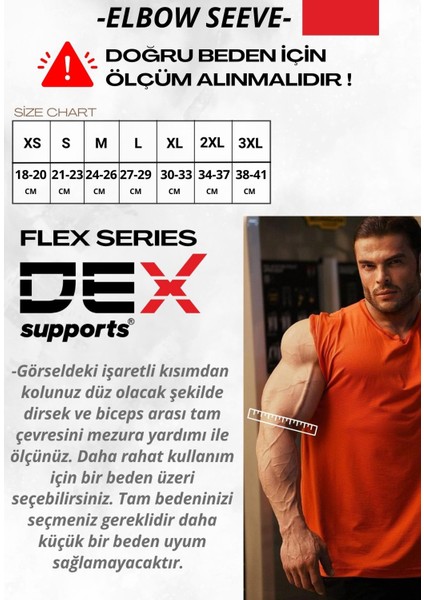 Dex Supports Lasting Energy Fitness Spor Dirseklik Elbow Sleeve+ 8 Loop Lifting Straps 2'li Set