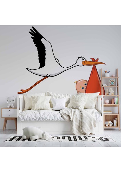 Bebek Getiren Leylek Çocuk Odası Duvar Kağıdı