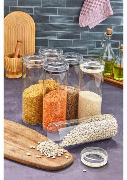 Yuvarlak Kapaklı Vakumlu Borosilikat 29 cm 6 Adet Cam Kavanoz Cam Erzak Saklama Kabı fırsatları