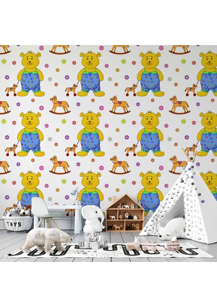 Sevimli Ayıcık Çocuk Odası Duvar Kağıdı