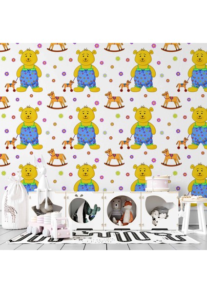 Sevimli Ayıcık Çocuk Odası Duvar Kağıdı modelleri