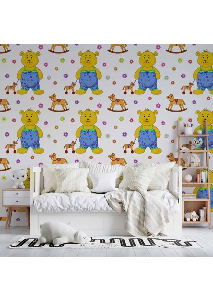 Sevimli Ayıcık Çocuk Odası Duvar Kağıdı fırsatları