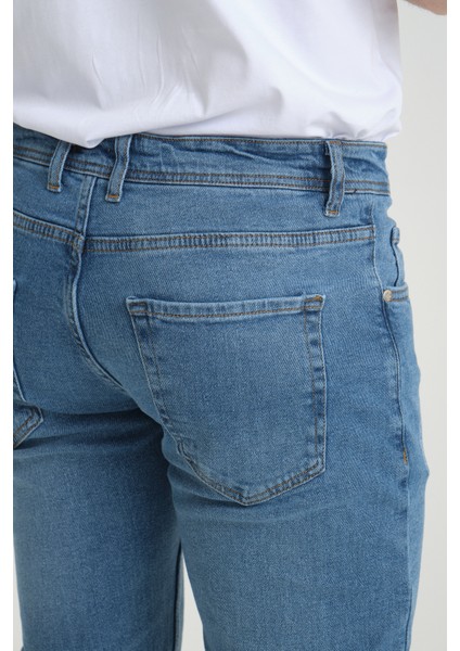 Erkek Orta Mavi Destroy Skinny Fit Pantolon fırsatları