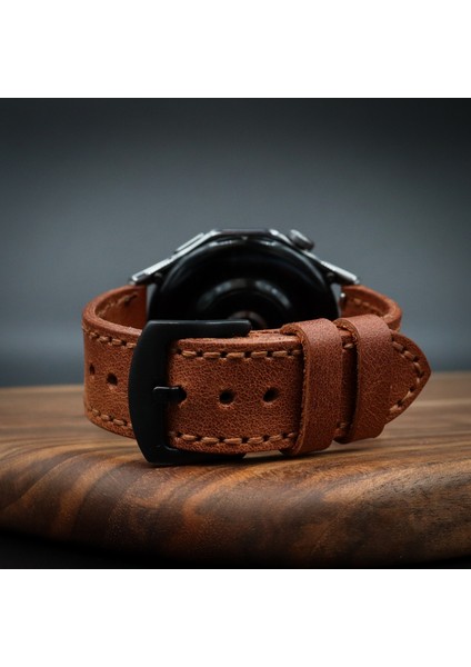 Huawei Watch Gt Uyumlu Ultimate Düz Dikişli Kahverengi 22MM Saat Kordonu fiyatları