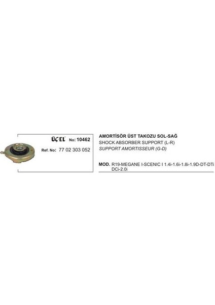 Amortisör Takozu 10462 R19 Megane-I Scenıc-I 7702303052