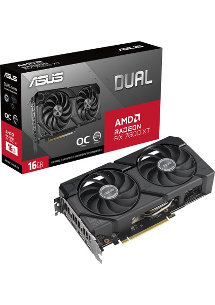 DUAL-RX7600XT-O16G Amd Radeon Rx 7600 Xt 16GB Gddr6 128BIT Oc HDMI 3xdp Ekran Kartı