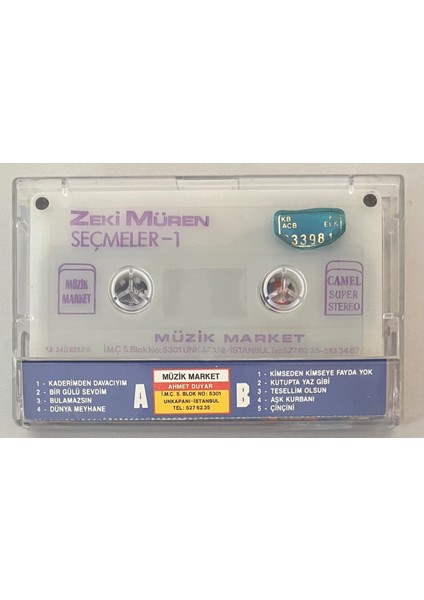 Zeki Müren Seçmeler 1 Kaset (Orjnal Dönem Baskı Kaset)