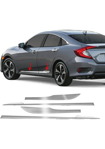 Honda Civic Fc5 Krom Yan Kapı Çıtası 4 Parça 2016-2021 Arası