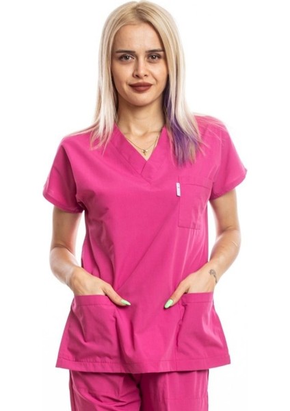 Cerrahi Hemşire Doktor Forması Cerrahi Fuşya Üst