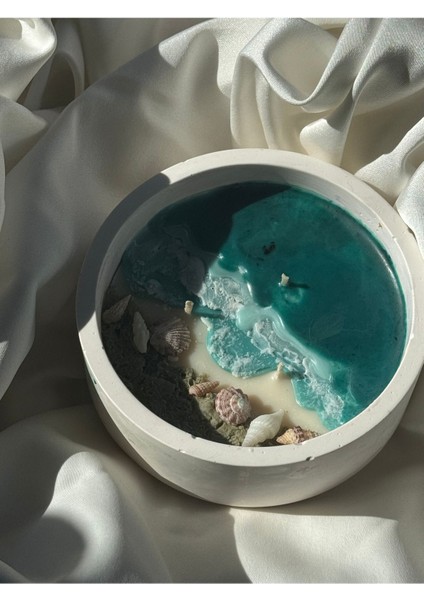 Kokulu Meditasyon Okyanus Tasarımlı Soya Wax Mum Mavi Fresh 1 Parça