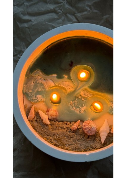 Kokulu Meditasyon Okyanus Tasarımlı Soya Wax Mum Mavi Fresh 1 Parça fiyatları