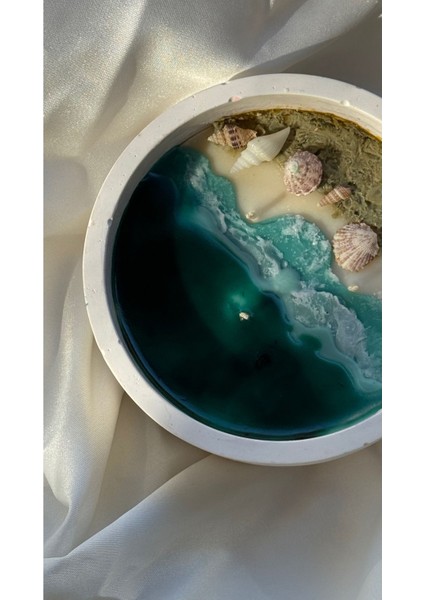 Kokulu Meditasyon Okyanus Tasarımlı Soya Wax Mum Mavi Fresh 1 Parça modelleri