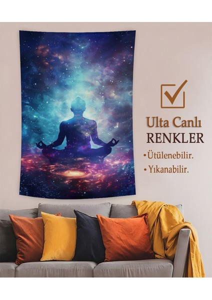 Pamuklu Meditasyon, 1.sınıf Kumaştır , Canlı Renkli Duvar Halısı / Örtüsü (Incecik Örtü Değildir) D