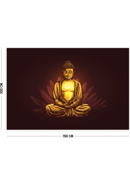 Pamuklu Buddha Meditasyon Duvar Örtüsü 150 x 100 cm Turuncu Dikdörtgen