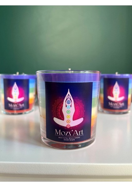 Sedir Ağacı %100 Soya Wax Çakra Renkleri Çakra Kokulu Meditasyon Mum Hediyelik Kokulu 1 Parça Çok R