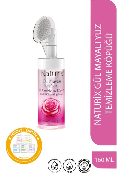 Gül Mayalı Masaj Başlıklı Fırçalı Yüz Temizleme Köpüğü 160 ml