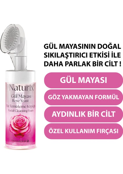 Gül Mayalı Masaj Başlıklı Fırçalı Yüz Temizleme Köpüğü 160 ml