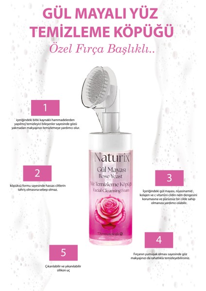 Gül Mayalı Masaj Başlıklı Fırçalı Yüz Temizleme Köpüğü 160 ml