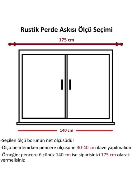 Raysız Ahşap Klasik Rustik Perde Askısı (Alüminyum Boru) Halka ve Klips