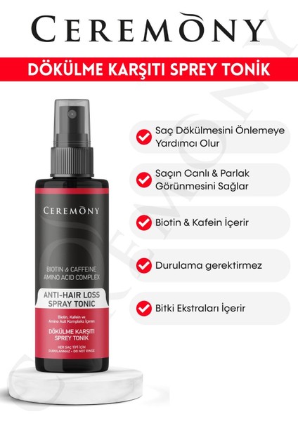 Biotin & Kafein & Amino Kompleks Içeren Dökülme Karşıtı Saç Sprey Toniği 250 ml