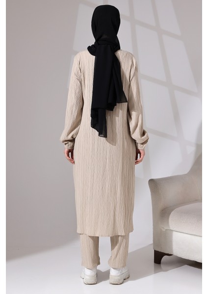Kadın Bürümcük Kumaş Gizli Fermuarlı Ikili Takım Hac Umre Kıyafeti Bej indirimleri