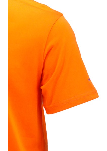Erkek Bisiklet Yaka Standart Fit Göğüs Baskılı Turuncu T-Shirt modelleri