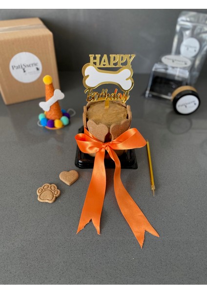 Köpekler Için Doğum Günü Seti-Happy Orange Kit- Pasta, Tasarım Pasta Süsü ,doğum Günü Şapkası