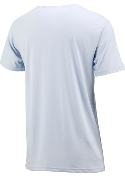 Erkek Bisiklet Yaka Standart Fit Göğüs Baskılı Mavi T-Shirt