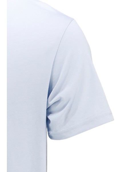 Erkek Bisiklet Yaka Standart Fit Göğüs Baskılı Mavi T-Shirt modelleri