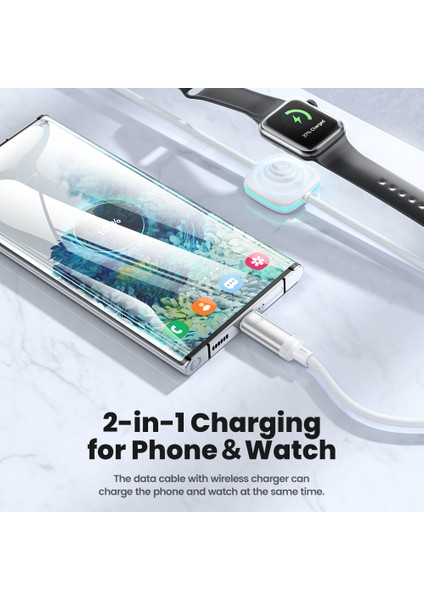 Pd 60W 2-1 Taşınabilir Manyetik Tip C Hızlı Şarj Kablosu Apple Watch 7 6 5 4 3 2se Uyumlu