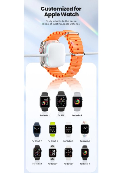 Pd 60W 2-1 Taşınabilir Manyetik Tip C Hızlı Şarj Kablosu Apple Watch 7 6 5 4 3 2se Uyumlu