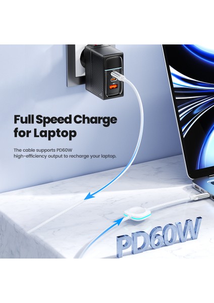 Pd 60W 2-1 Taşınabilir Manyetik Tip C Hızlı Şarj Kablosu Apple Watch 7 6 5 4 3 2se Uyumlu