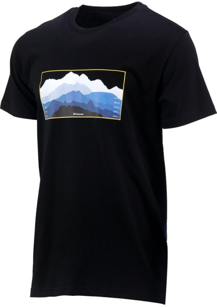 Erkek Bisiklet Yaka Standart Fit Göğüs Baskılı Siyah T-Shirt