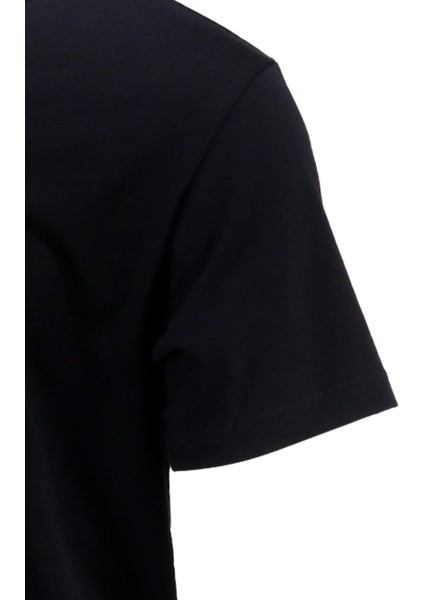 Erkek Bisiklet Yaka Standart Fit Göğüs Baskılı Siyah T-Shirt modelleri