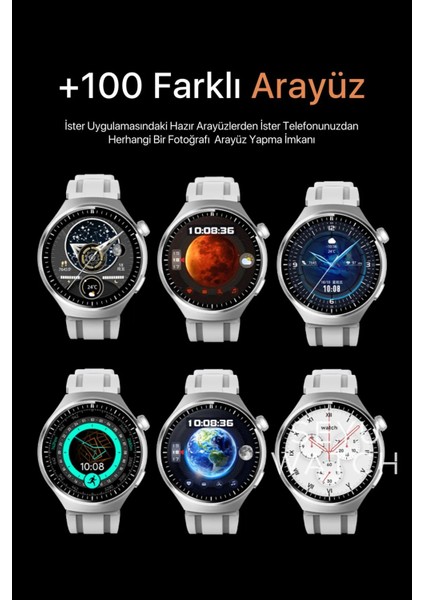 Watch 4 Pro Plus Yeni Model Akıllı Saat Cüzdan ve 2 Kordon Hediyeli Tüm Telefonlara Uyumlu Amoled