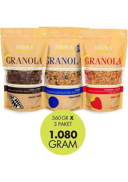 3'lü Granola Kakao360G / Y.Mer360G / Çilek360