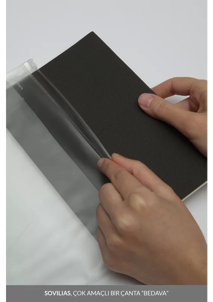Viilea A5 Premium Pvc A5 Kaydırıcı Çanta pvc A6 Yapıştırıcı Cep Defter 14 x 21 cm 96 Sayfa Kahverengi