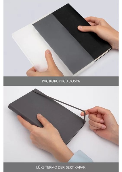 Tavoite A5 Tarihsiz Planlayıcı Kumaş Sert Kapak Defter 14 x 21 cm 256 Yaprak Açık Gri