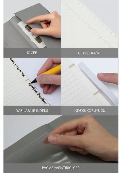 Tavoite A5 Tarihsiz Planlayıcı Defter 14 x 21 cm 256 Yaprak Koyu Gri