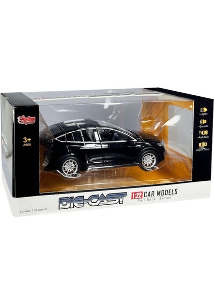 Kutulu Metal Çek Bırak 1:22 Sesli ve Işıklı Araba Tesla Model